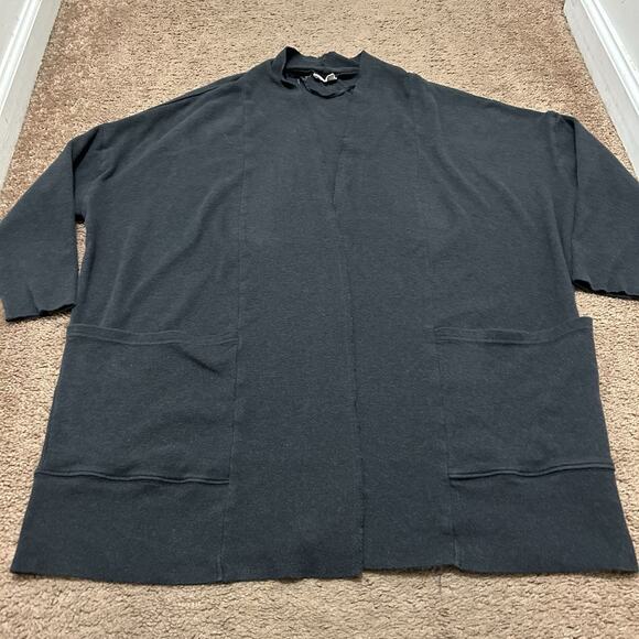 Pact Open Front Cardigan Women Size M/L Airplane Wrap Organic Cotton Dark Gray - Picture 1 of 6